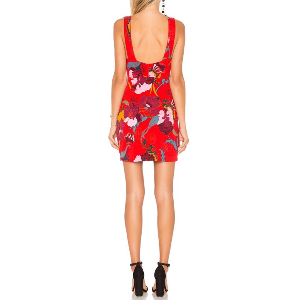Free People Sweet Cherry Front Tie Mini Dress Bodycon Cutout Floral Red Womens S - Picture 2 of 11